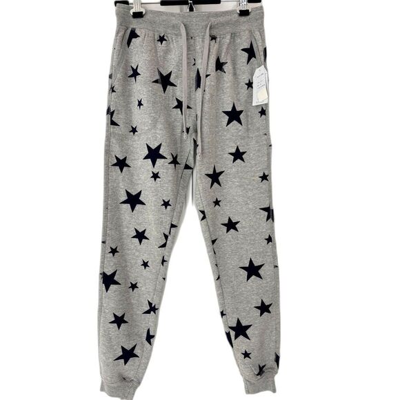 Bloom & Pop Pants - Bloom & Pop Gray Black Star Print Sweatpants Joggers NWT M